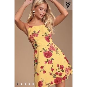 Lulu’s Yellow Floral Mini Dress